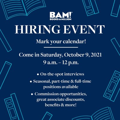 Books-A-Million Aims to Hire 1,000 New Associates in One Day at Its Nationwide Hiring Event Ahead of the Holiday Shopping Season