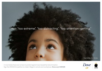 DOVE LAUNCHES 'AS EARLY AS FIVE' TO ILLUMINATE HOW YOUNG RACE-BASED HAIR DISCRIMINATION STARTS IN ONGOING EFFORT TO PASS THE CROWN ACT IN REMAINING 36 U.S. STATES