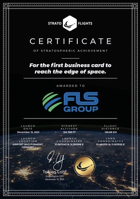 FLS Group envía la tarjeta de visita de su consejero delegado al borde del espacio exterior
