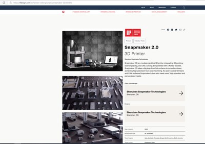 La impresora 3D 3 en 1 Snapmaker 2.0 gana el premio internacional iF Design Award 2022