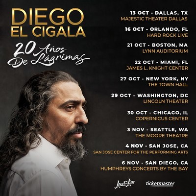 DIEGO EL CIGALA ANUNCIA NUEVA GIRA EN ESTADOS UNIDOS 20 AÑOS DE LÁGRIMAS