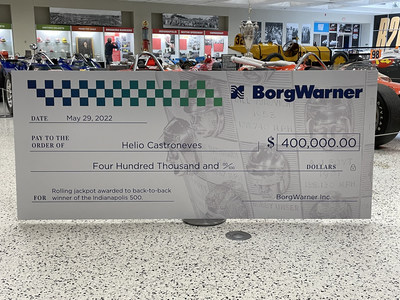 BorgWarner's $400,000 Indianapolis 500 Rolling Jackpot Up for Grabs Again by 2021 Winner, Helio Castroneves