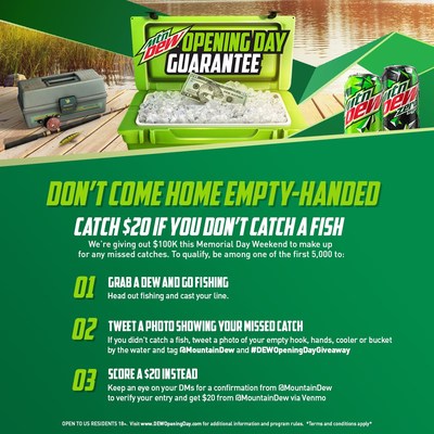 CATCH A FISH OR CATCH $20: MTN DEW UNVEILS "OPENING DAY GUARANTEE" TO KICK OFF SUMMER FISHING SEASON