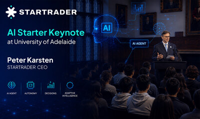Peter Karsten, director ejecutivo de STARTRADER, pronuncia el discurso de apertura 'AI Starter' en la Universidad de Adelaida